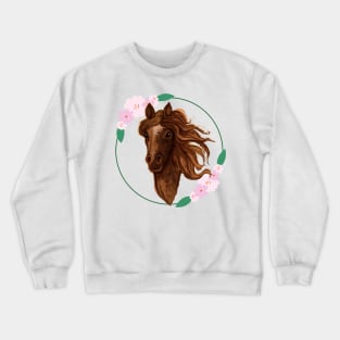 Flowers Icelandic Horse Flowers Pony Crewneck Sweatshirt